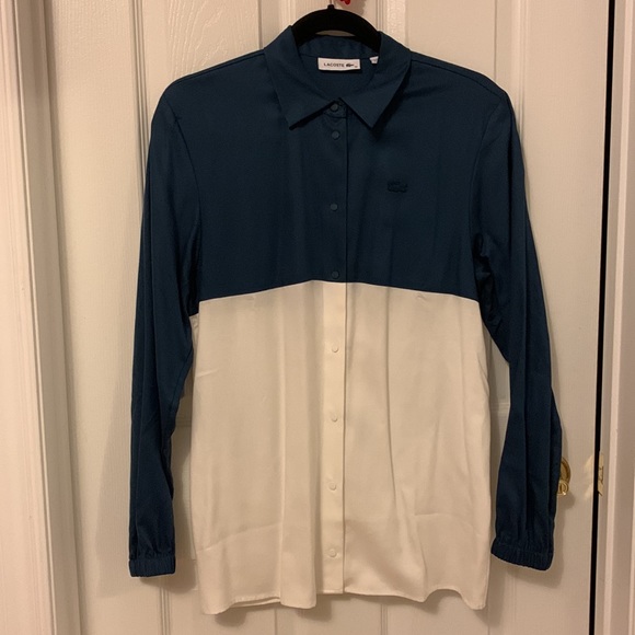 BNWOT Lacoste Women's Regular Fit Bicolour Flowing Piqué Shirt - Picture 5 of 7